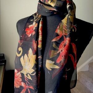 Women’s Scarf Floral Multicolor Sheer Fabric Imported Vacation RetroVibe
